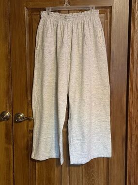 Donna Karan Intimates Heather Grey Cotten Wide Leg Knit bottoms. 100% COTTON